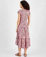 Tommy Hilfiger Women's Floral Print Short-Sleeve Tiered Midi Dress