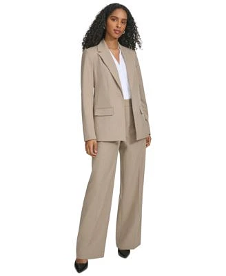 Calvin Klein Womens Pinstripe One Button Blazer Straight Leg Pant