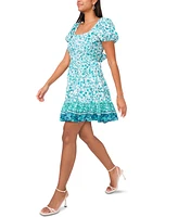 1.state Women's Printed Tie-Back Fit & Flare Dress