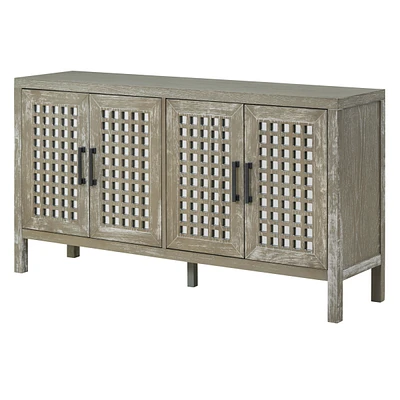 Simplie Fun Retro Mirrored Sideboard With Closed Grain Pattern For Dining Room, Living Room And Kitchen
