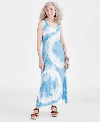 Style & Co Women's Tie-Dye Knit Maxi Dress, Created for Macy's