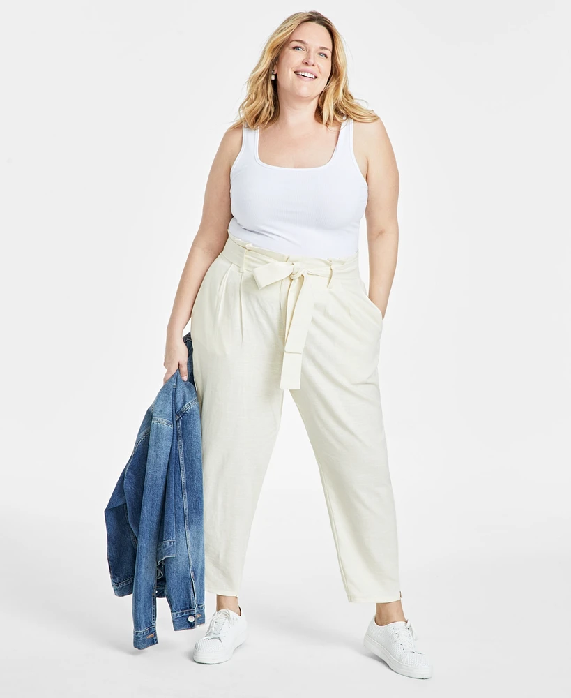 On 34th Trendy Plus Belted High-Rise Ankle Pants, Created for Macy's