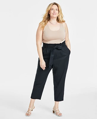 On 34th Trendy Plus Belted High-Rise Ankle Pants, Created for Macy's