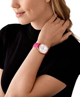 Michael Kors Women's Slim Runway Three-Hand Deep Pink Leather Watch 38mm