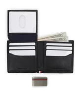 Tommy Hilfiger Men's Rfid Global Striped Passcase Wallet and Money Clip Set
