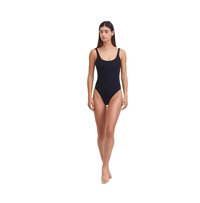 au naturel by Gottex Women's Solid Textured Scoop neck one piece swimsuit with low U back