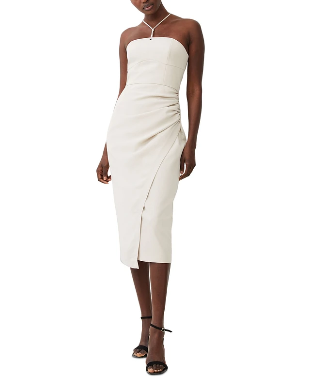 french connection white halter dress Whisper Cross Back Halter Mini Dress in Summer White