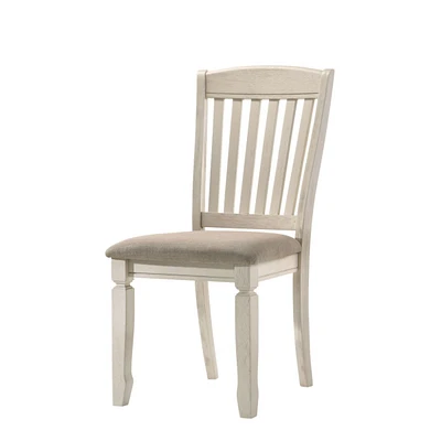 Simplie Fun Fedele Side Chair, Tan Fabric & Cream Finish