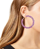 Guess Large Crushed Stone Hoop Earrings, 2.12"