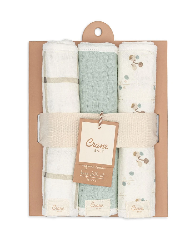 Crane Baby Cotton 3-pc. Poppy Burp Cloth Set