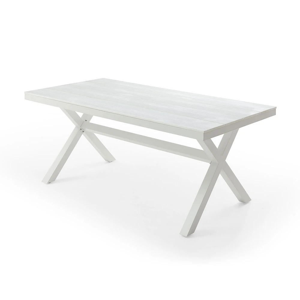 Simplie Fun 70.87 Inch Rectangular Dining Table With X-Shape Aluminum Table Leg/Metal Base