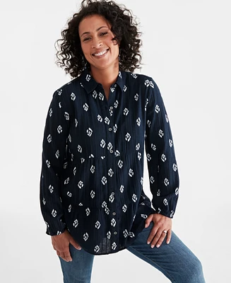 Style & Co Women's Printed Tiered Tunic Shirt, Created for Macy's
