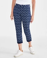 Style & Co Women's Printed Mid-Rise Curvy Roll Cuff Capri Jeans, Created for Macy's