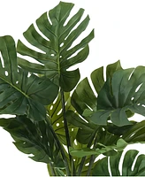 Monarch Specialties 45" Indoor Artificial Floor Monstera Tree with Black Pot