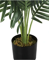 Monarch Specialties 34" Indoor Artificial Floor Palm Tree with Black Pot