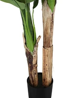 Monarch Specialties 55" Indoor Artificial Floor Banana Tree with Black Pot