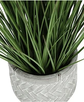 Monarch Specialties 21" Indoor Artificial Grass Plant with Decorative White Pot