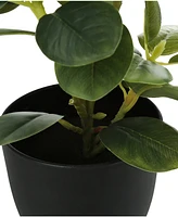 Monarch Specialties 14" Indoor Artificial Ficus Plants with Decorative Black Pots, Set Of 2