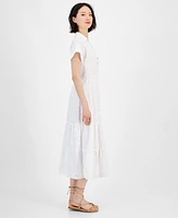 Sam Edelman Women's Eyelet Short-Sleeve Midi Shirtdress