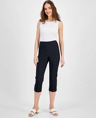Jm Collection Women's Rivet-Trim Denim Capri Pants, Created for Macy's