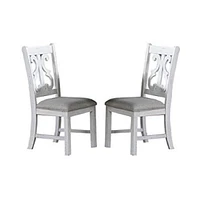 Simplie Fun Formal Classic Crafted Design Set Of 2 Chairs Wooden Cushion Seat Distressed Paint Chairs