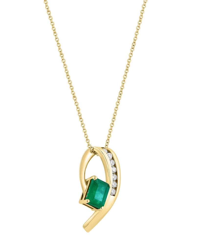 Effy Emerald (1-3/8 ct. t.w.) & Diamond (1/5 ct. t.w.) Pendant Necklace in 14k Gold