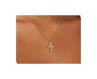 Little Sky Stone Sterling Silver 14K Gold Plated Evelyn Cross Pendant Necklace