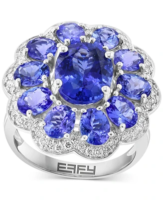 Effy Tanzanite (5-7/8 ct. t.w.) & Diamond (3/8 ct. t.w.) Flower Ring in 14k White Gold