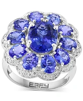 Effy Tanzanite (5-7/8 ct. t.w.) & Diamond (3/8 ct. t.w.) Flower Ring in 14k White Gold