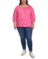 Tommy Hilfiger Plus 3/4-Length Sleeve Top