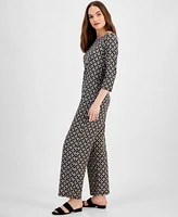 Jm Collection Women's Printed Wide-Leg Knit Pants, Created for Macy's