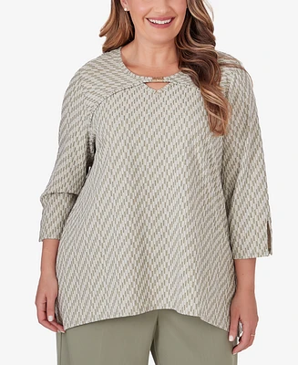 Alfred Dunner Plus Tuscan Sunset Rib Knit Top