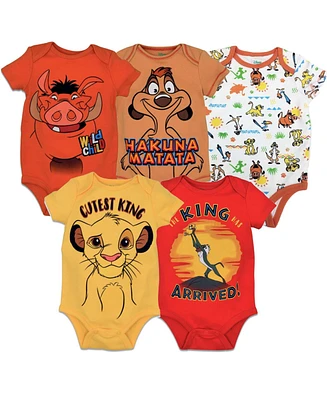 Disney Baby Boys Lion King 5 Pack Short Sleeve Bodysuits