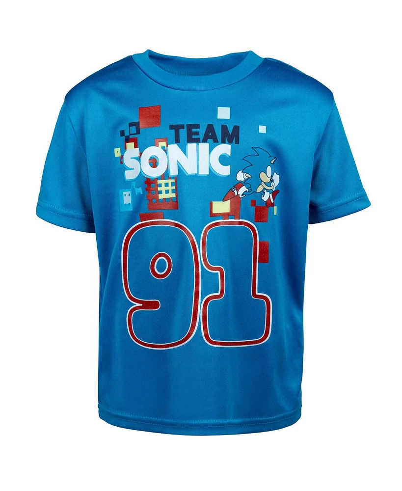 Sega Toddler Boys Sonic the Hedgehog 3 Piece Outfit Set: T-Shirt Tank Top Shorts Blue