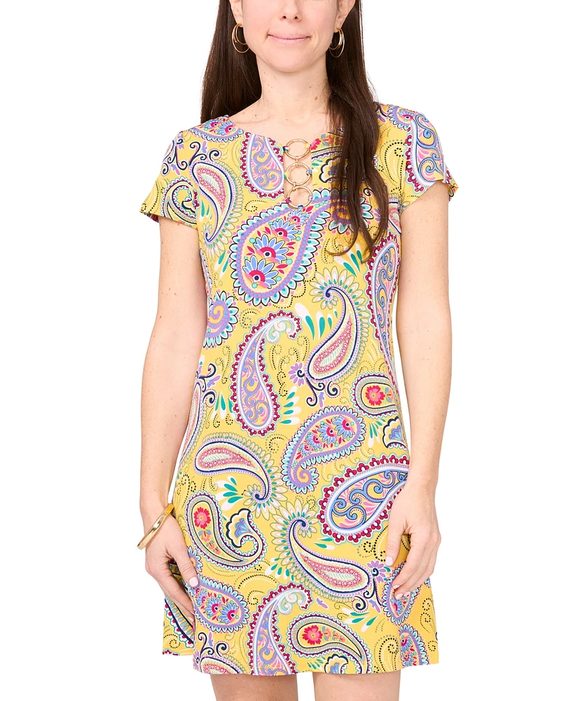 Msk Petite Paisley-Print O-Ring Shift Dress