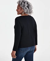 Style & Co Petite Scoop-Neck Long-Sleeve Cotton Top, Created for Macy's