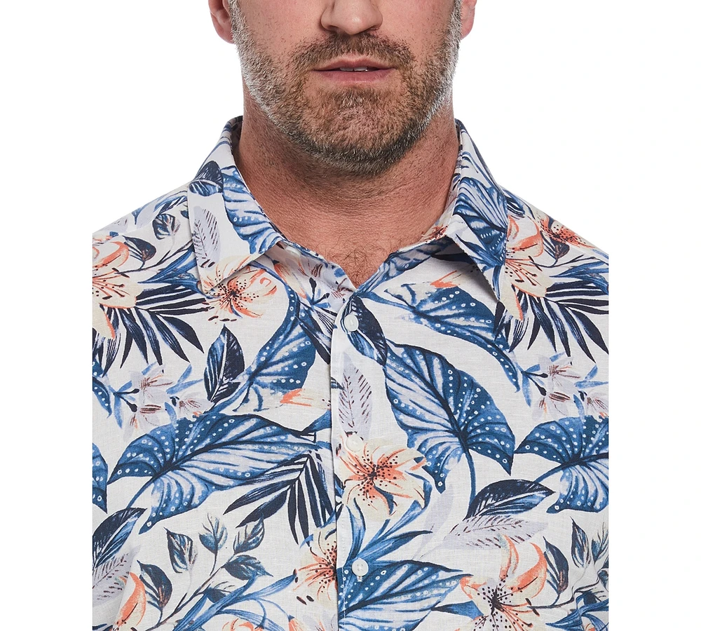 Cubavera Men's Big & Tall Tropical Floral-Print Linen Blend Shirt