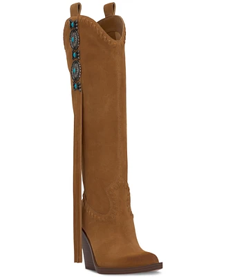 Jessica Simpson Women's Lisabeth Knee-High Fringe Cowbow Boots