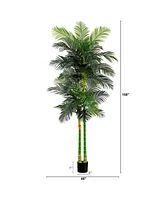 Nearly Natural 9ft. Artificial Double Golden Cane Palm Tree