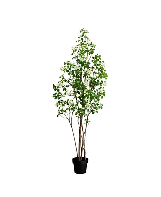 Nearly Natural 6ft. Artificial Dogwood Tree with Real Touch Leaves