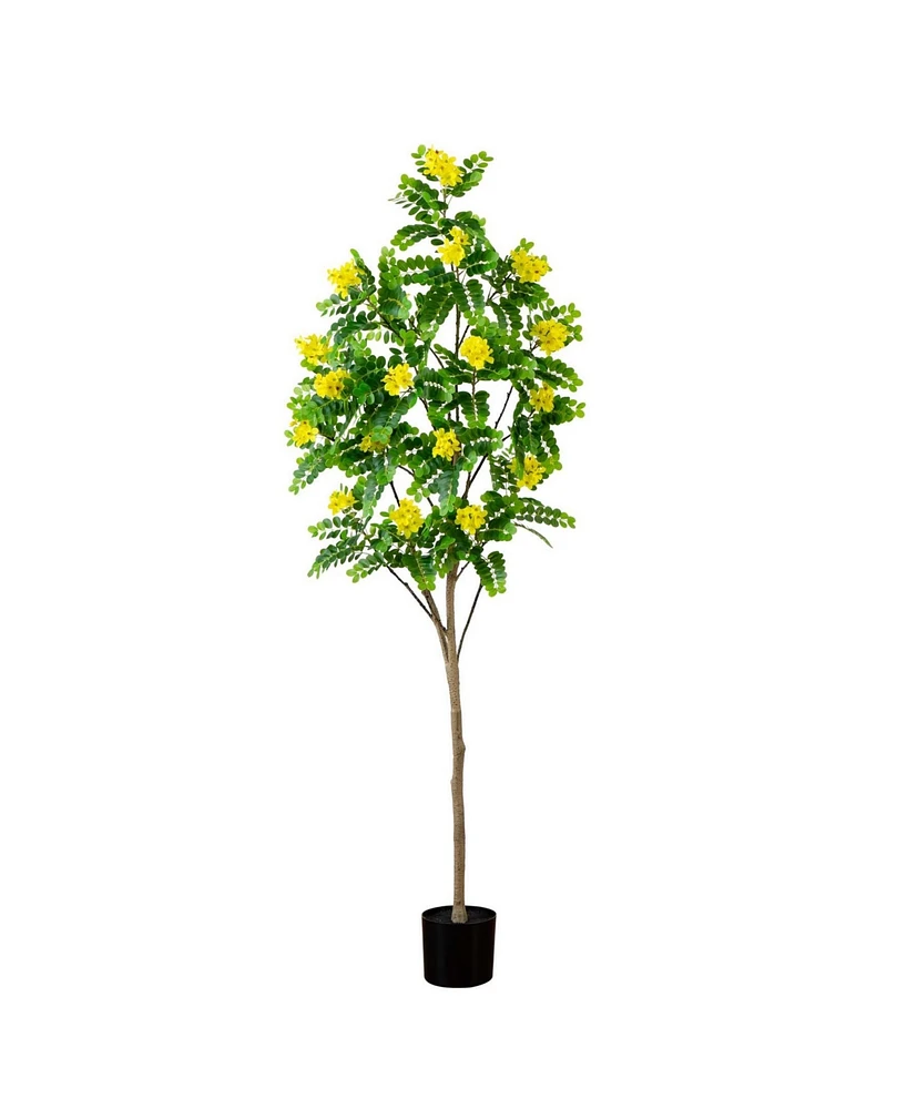 Nearly Natural 6ft. Artificial Flowering Citrus Tree with Real Touch Leaves