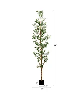 Nearly Natural 8ft. Artificial Olive Tree with Natural Trunk