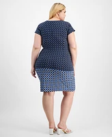 Robbie Bee Plus Size Border-Print Sarong Dress