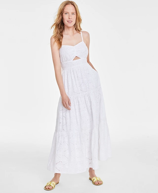 chinese dress ladies Macy Blue Striped Midi Dress