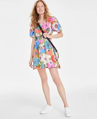 On 34th Women's Printed Elbow-Sleeve Mini Dress, Created for Macy's