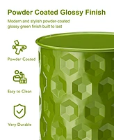Glitzhome Set of 2 Honeycomb Green Metal Garden Stool or Planter Stand
