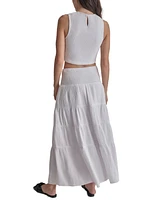 Dkny Jeans Women's Cropped Smocked Cotton Tank Top