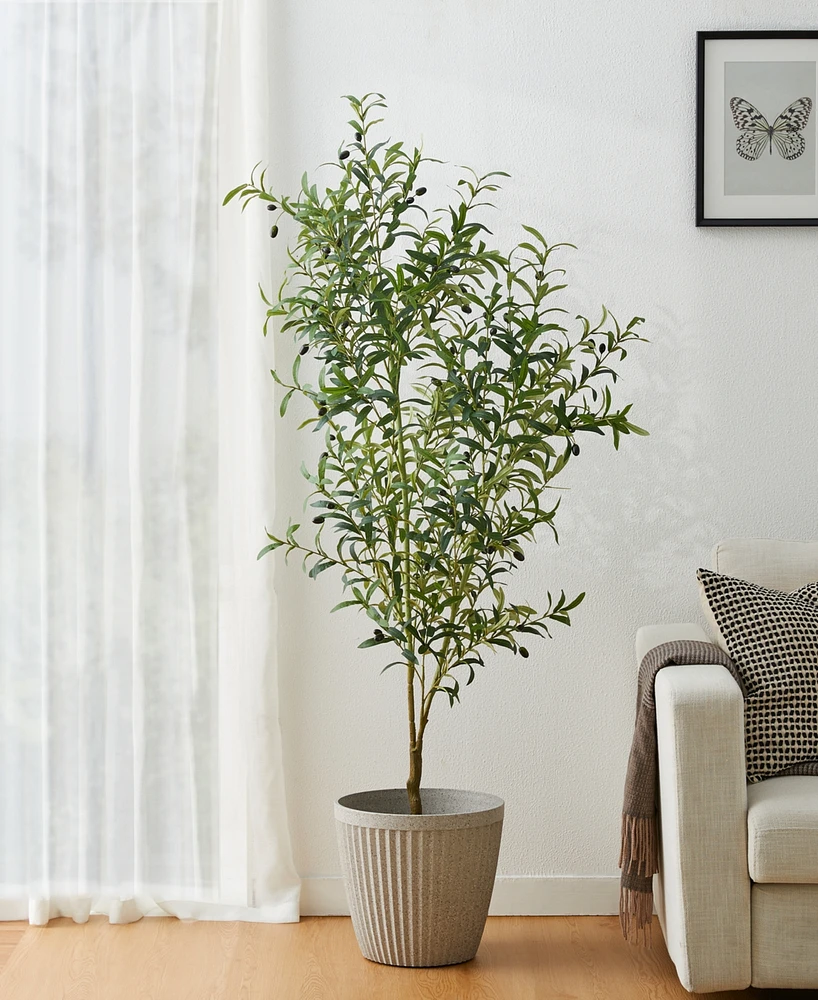 Glitzhome 6ft. Faux Olive Tree in Pot