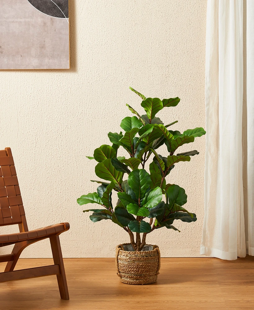 Glitzhome 3.5ft. Faux Fiddle Leaf Fig Tree in Pot