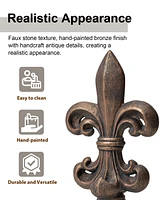 Glitzhome Bronze Standing Fleur De Lis Garden Statue